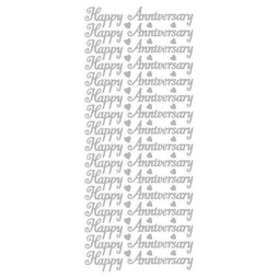 Happy Anniversary Sheet of Silver self adhesive stickers